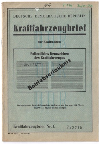 Ddr kfz brief weimar - ddr, kfz-brief